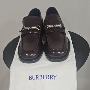 Burberry Men's Burgundy Patent Leather Bit Loafers